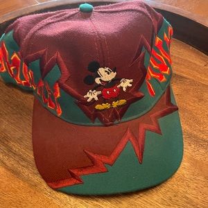 VINTAGE Mickey Mouse Limited Edition Baseball Cap Hat Purple & Teal